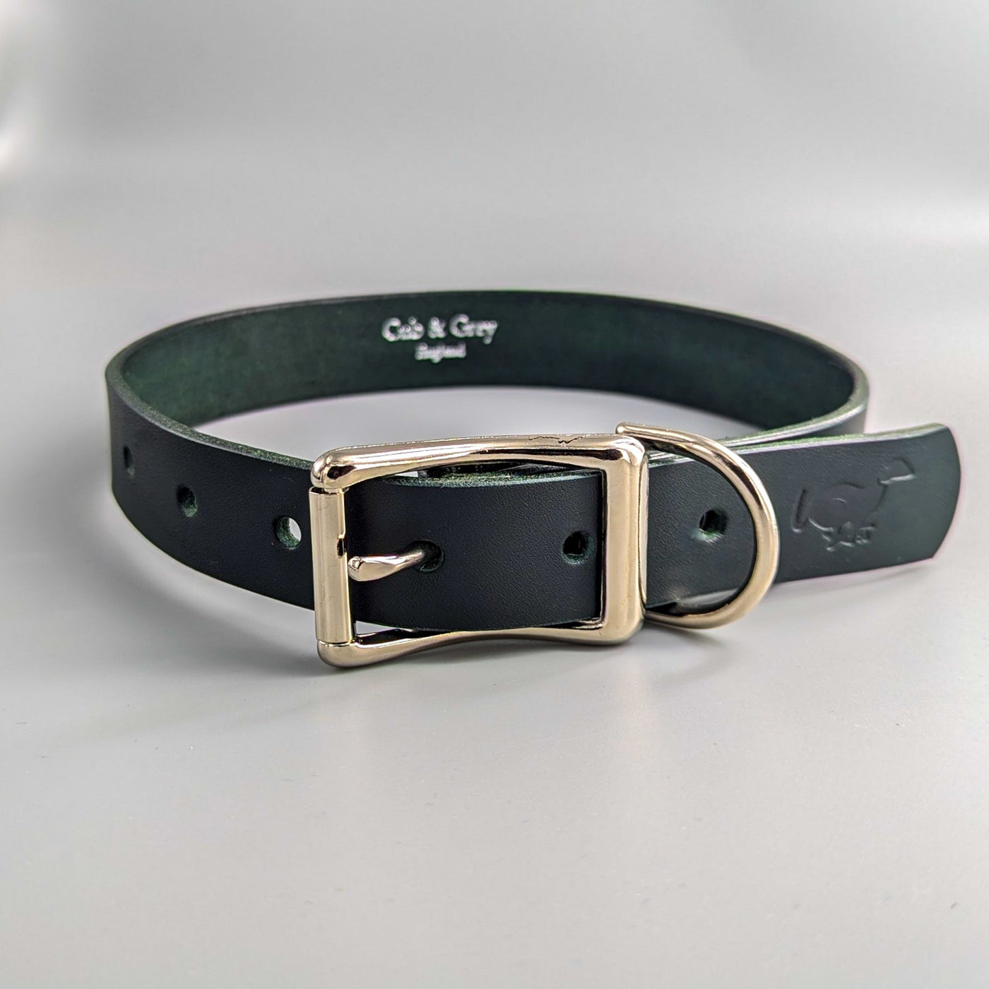 Custom Leather Dog Collars with silver
