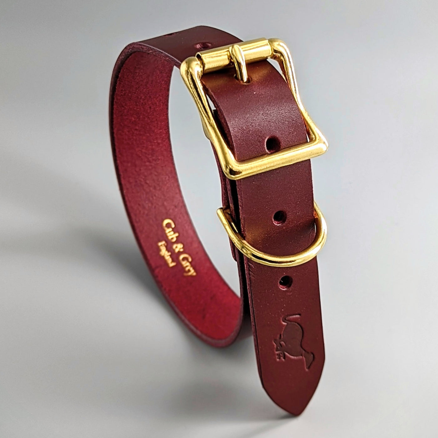 Personalised Leather Dog Collar British Burgundy