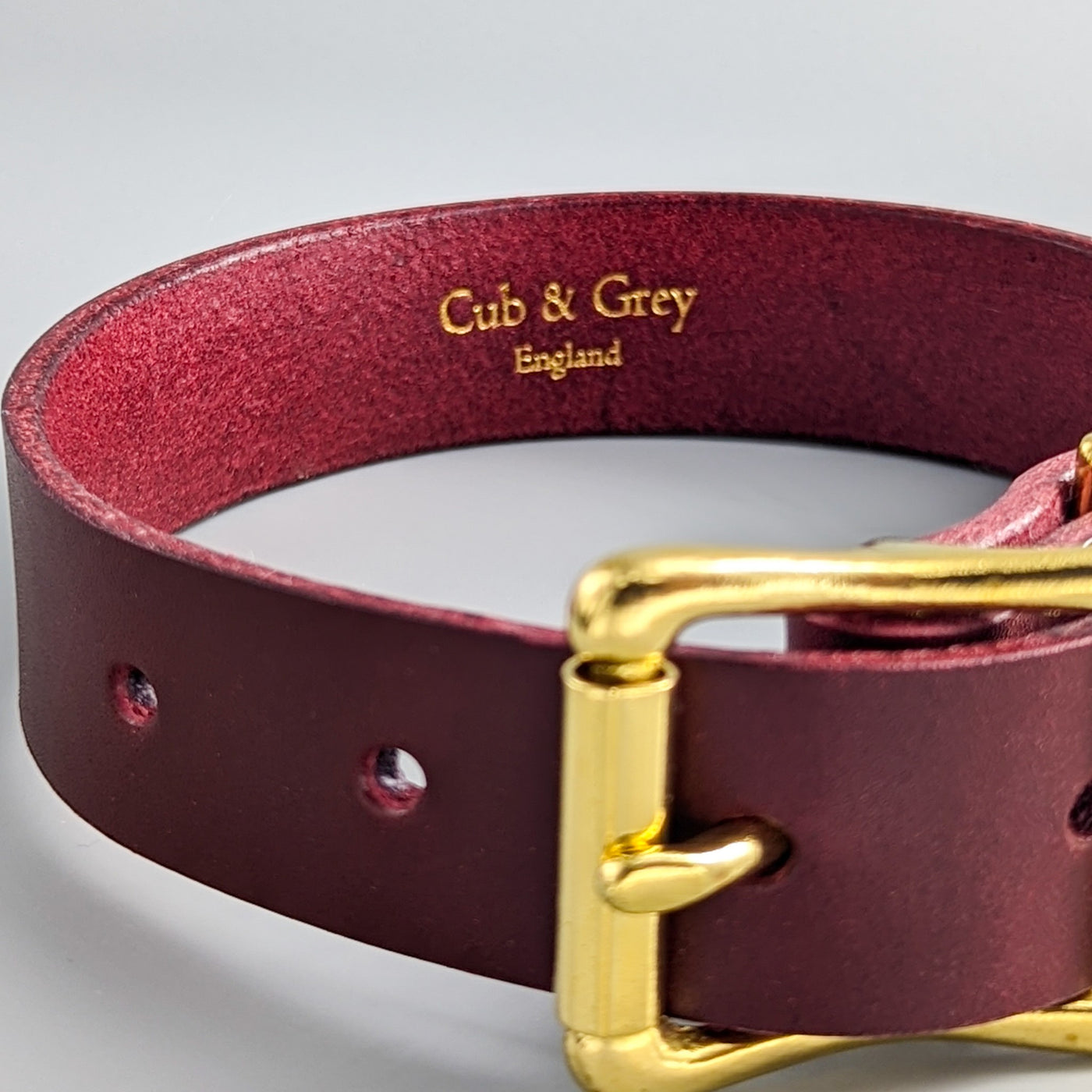 Personalised Leather Dog Collar British Burgundy