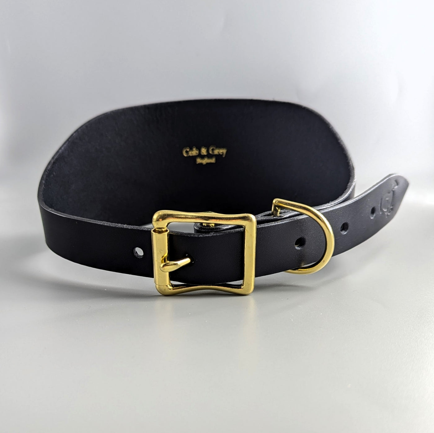 Leather Hound Collars black and brass