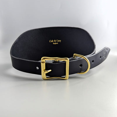 Leather Hound Collars black and brass