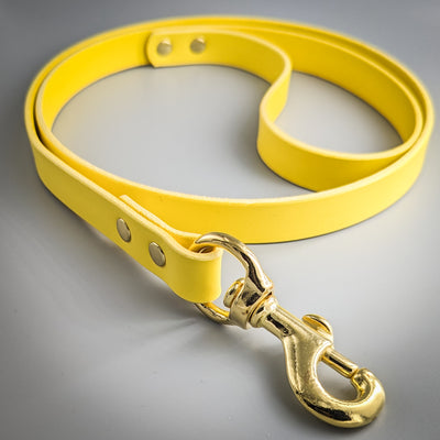 Luxury Leather Dog Lead yellow