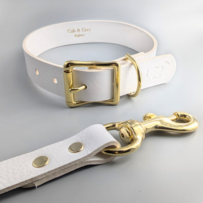 white leather dog collar Christmas