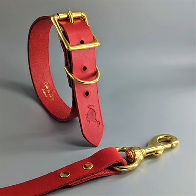 Dog Collar And Leash Set Red