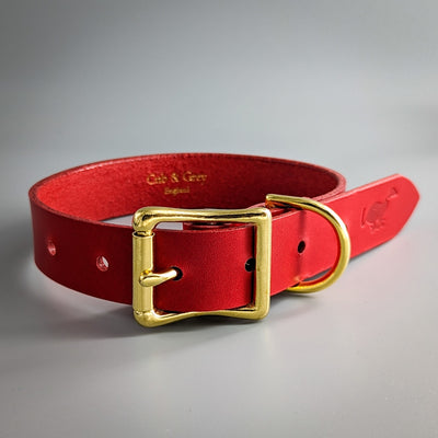Personalised Leather Dog Collar in Cavendish Red