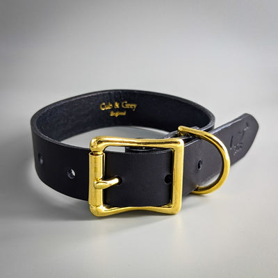 Personalised Leather Dog Collar in Midnight Blue
