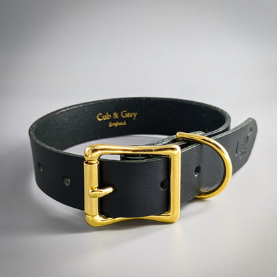 Personalised Leather Dog Collar in Sacramento Green