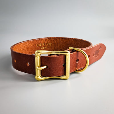 Personalised Leather Dog Collar in Whisky Tan