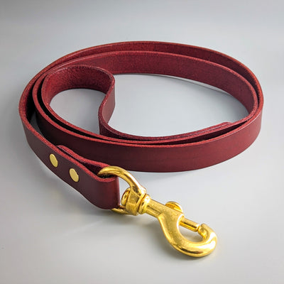 Personalised Leather Dog Lead in British Burgundy