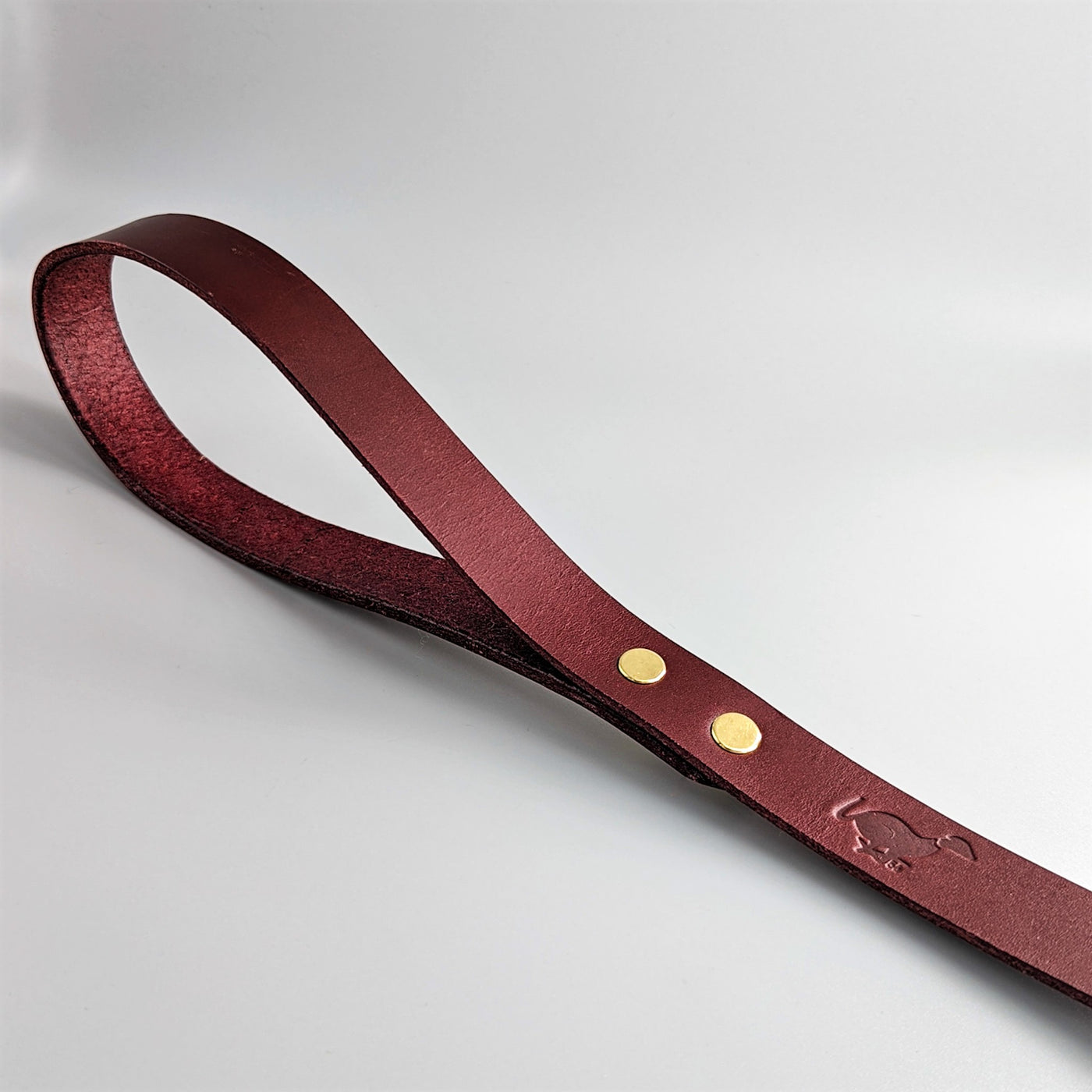 Personalised Leather Dog Lead handle in British Burgundy