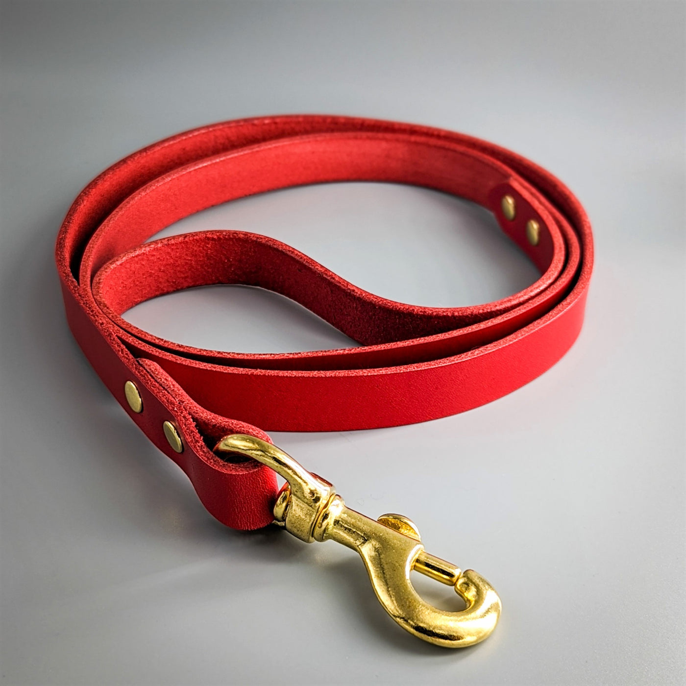 Personalised Leather Dog Lead in Cavendish Red