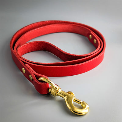 Leather Dog Lead - Red