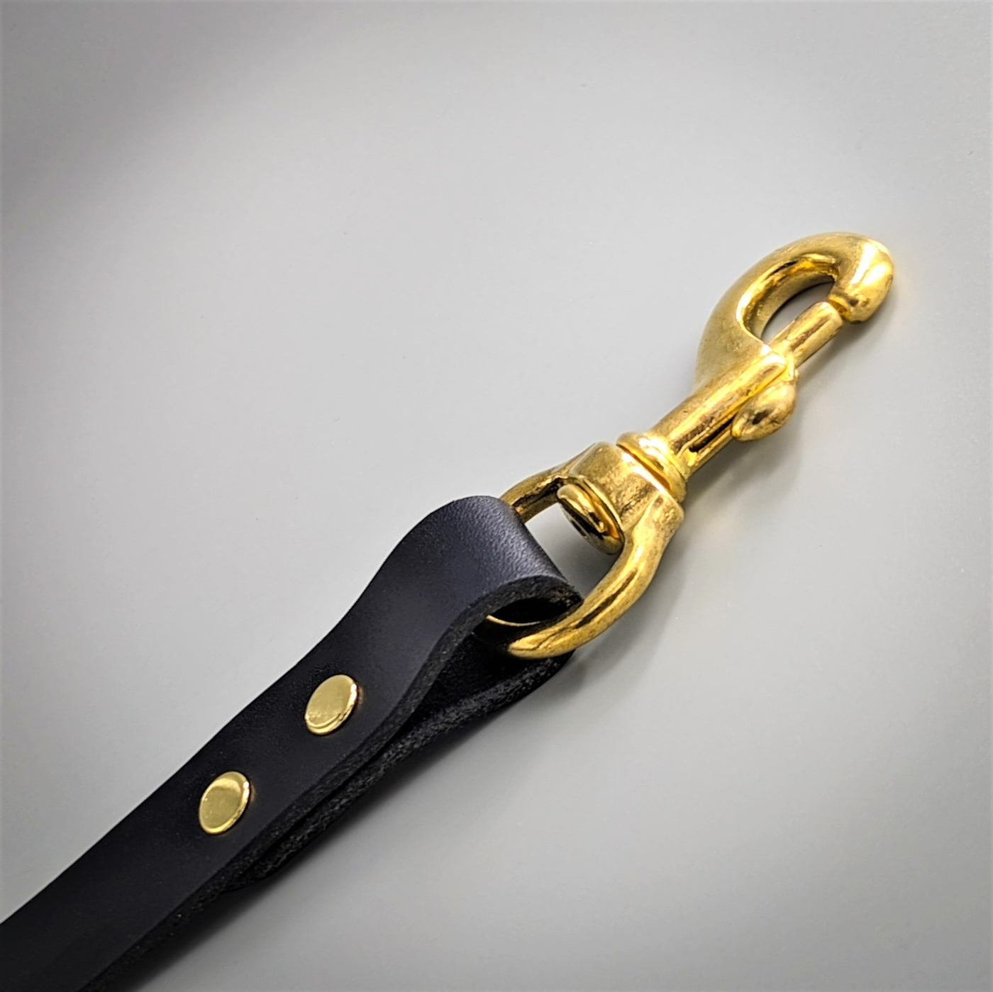 Personalised Leather Dog Lead in Midnight Blue with brass trigger clip