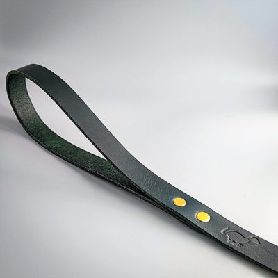 Personalised Leather Dog Lead in Sacramento Green