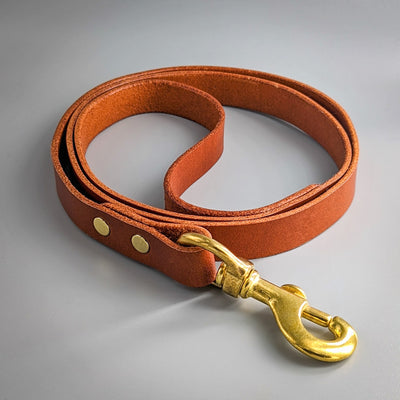 Personalised Leather Dog Lead in Whisky Tan