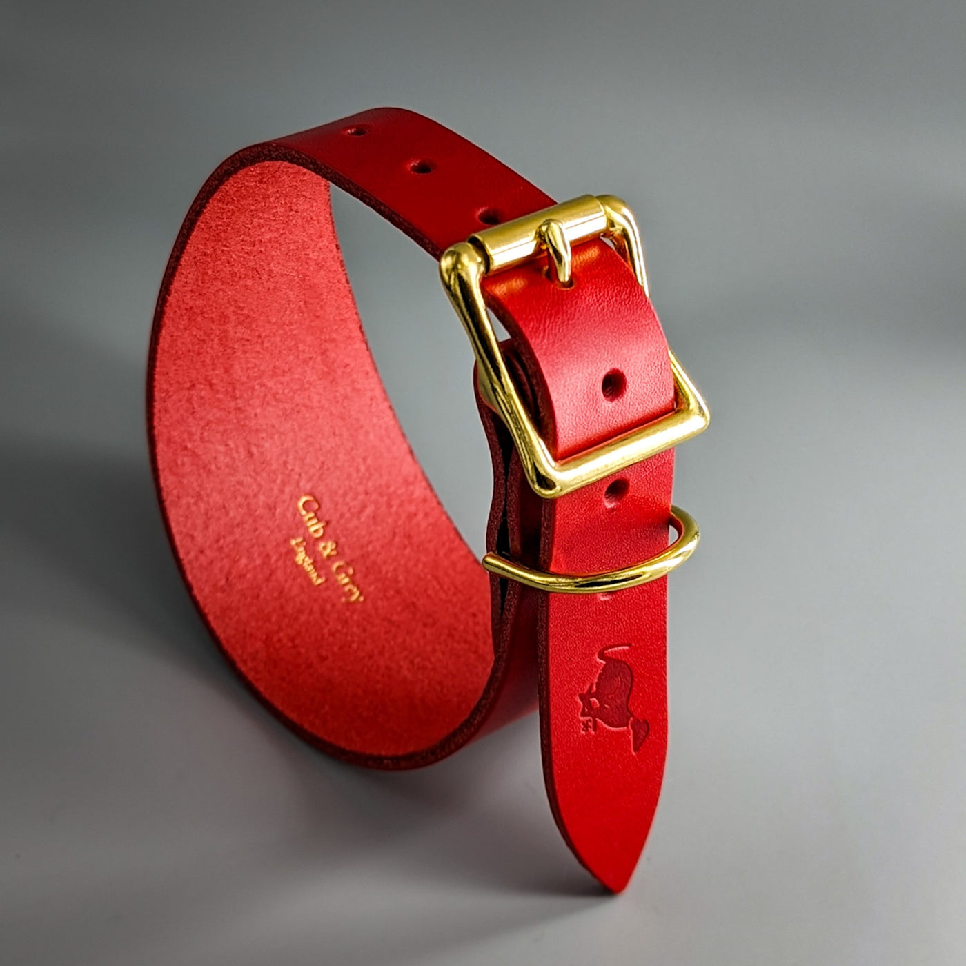 Moriarty Leather Hound Collar in Cavendish Red