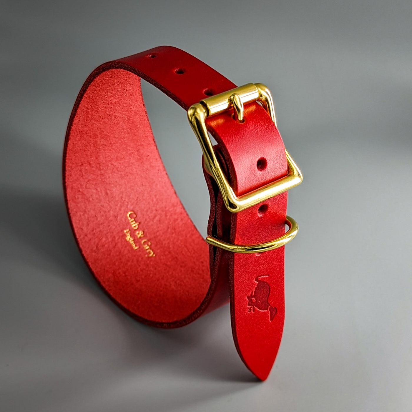 Personalised Leather Hound Collar Cavendish Red