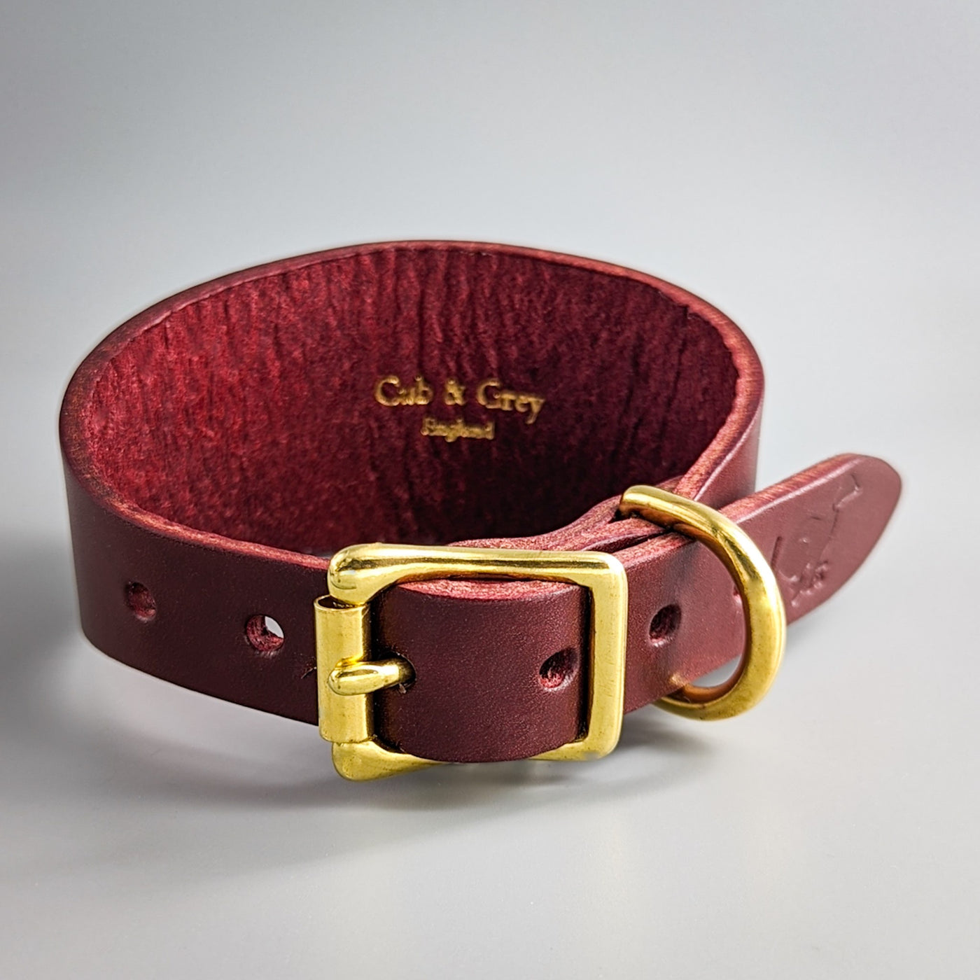 Leather Dog Collar for Hound (whippet, greyhound, lurcher) – British Burgundy