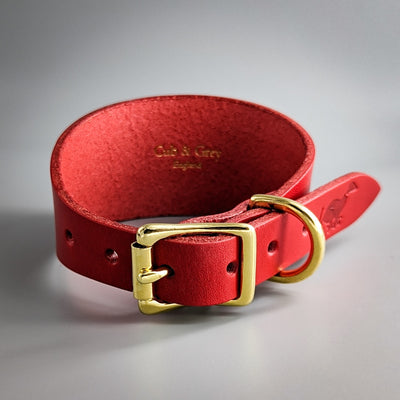 Leather Dog Collar for Hound (whippet, greyhound, lurcher) – Cavendish Red