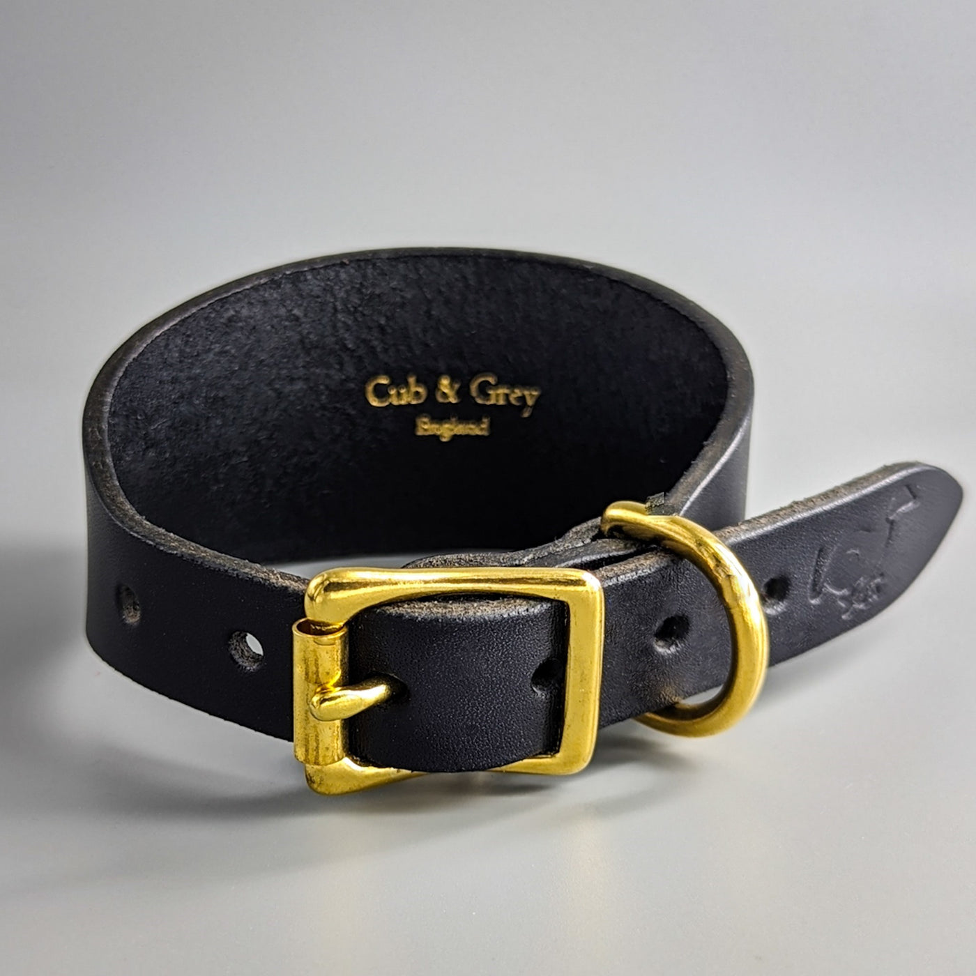 Leather Dog Collar for Hound (whippet, greyhound, lurcher) – Midnight Blue