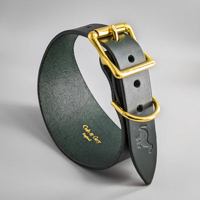 Leather Hound Collars green