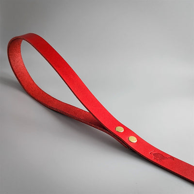 Luxury Leather Dog Lead Red