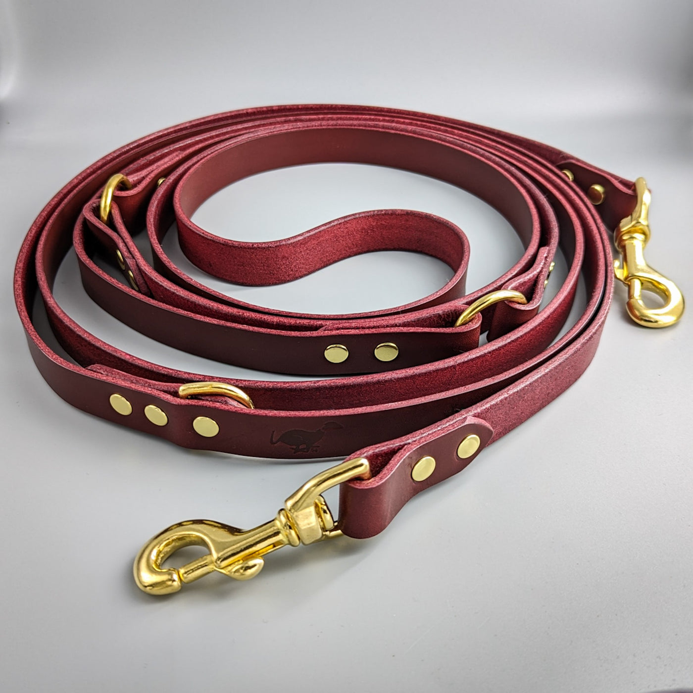 Leather Dog Leash, 2m, 3m, Long Lead in British Burgundy