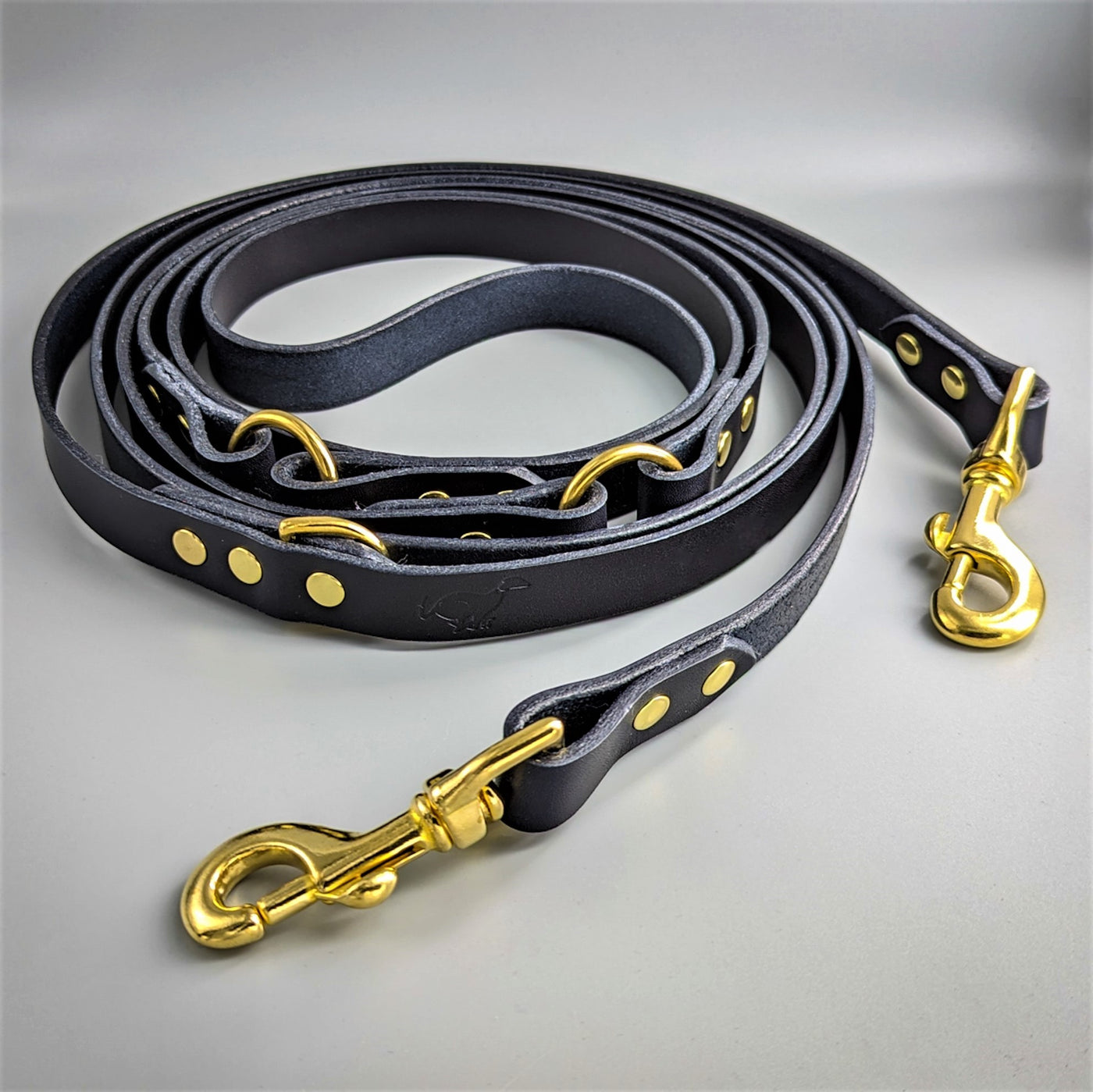 Extra Long Leather Dog Lead - Midnight Blue