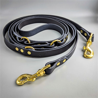 Leather Dog Leash, 2m, 3m, Long Lead in Midnight Blue