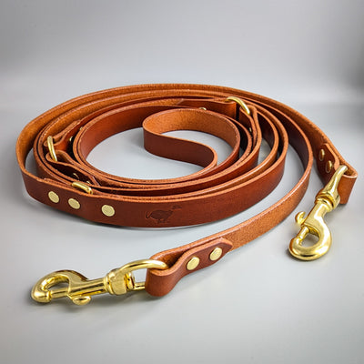 Leather Dog Leash, 2m, 3m, Long Lead in Whisky Tan